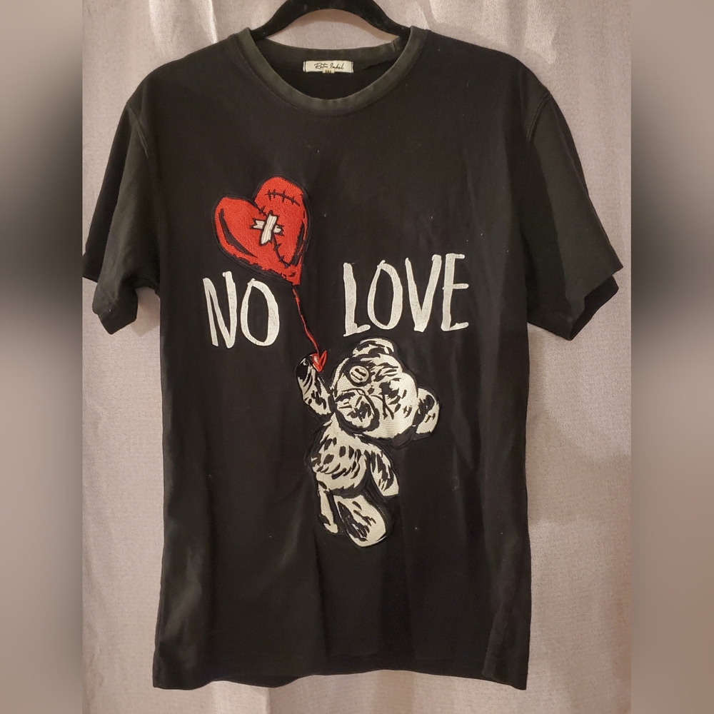Black Graphic T-Shirt with Heart Design